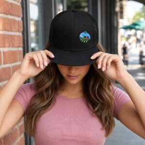 Embroidery Flat-Brim Mesh Cap